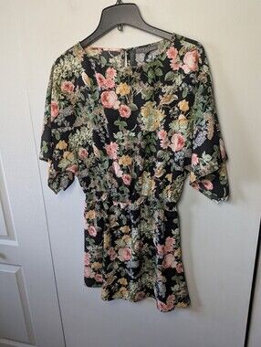 HIGHLINE Collective Floral Mini Women Dress Big Short Sleeves Size XS